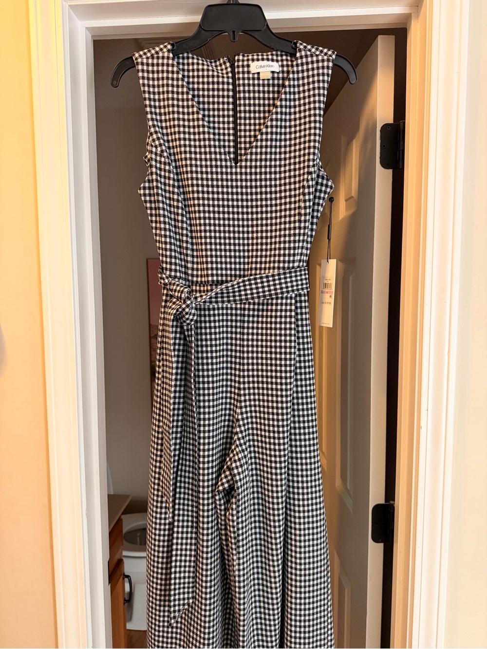 Calvin Klein Black and White Gingham Midi Dress - Picture 5 of 5